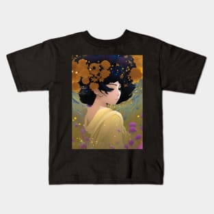 Golden Flowers in her Hair Kids T-Shirt